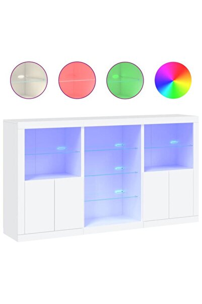 vidaxl Comodă cu lumini LED, albă, 181,5 x 37 x 100 cm