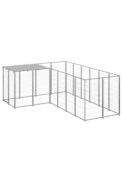 vidaxl Țarc pentru câini, argintiu, 4,84 m², oțel