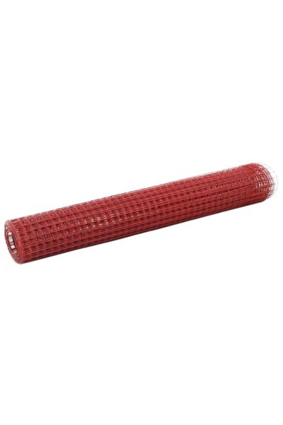 vidaxl Plasă de gard pentru găini, roșie, 25 x 1 m, oțel placat cu PVC