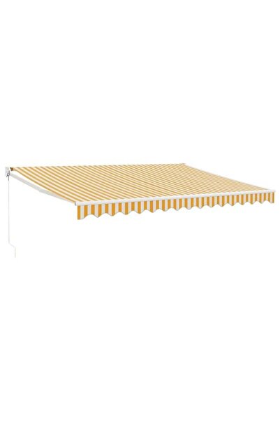 vidaxl Copertină retractabilă Galben și Alb, 4 x 3 m, Textil și Aluminiu