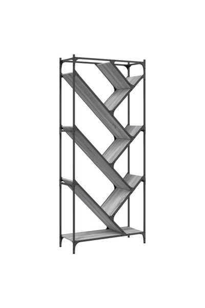 vidaxl Bibliotecă, gri sonoma, 79x30x180 cm, lemn prelucrat/metal