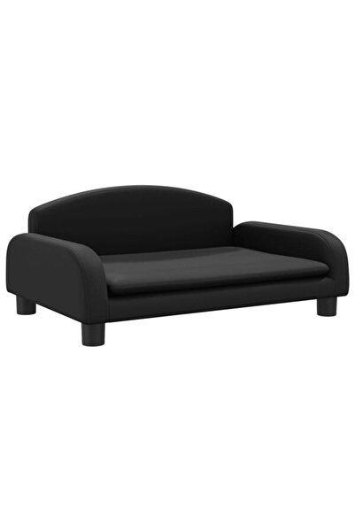 vidaxl Canapea pentru copii, neagră, 70 x 45 x 30 cm, piele ecologică