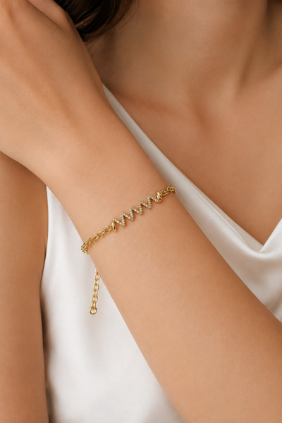 Balenbi Jewelry Women's Gold Tarnish-Resistant Steel Chain Bracelet with Ston...