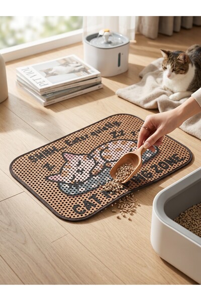 Başak Ev Tekstili Double Layered Screened Cat Toilet Mat Front Mat Cat Litter...