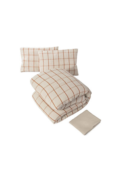 Midas Furniture طقم أغطية سرير قطنية من 4 قطع مقاس كينج (193*203 سم) بيج وبرت...