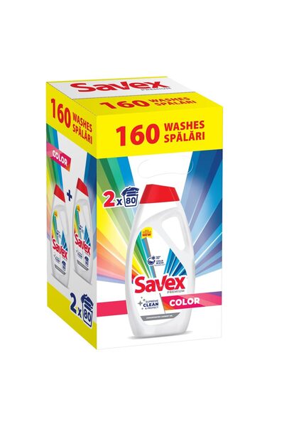SAVEX Detergent lichid, Savex, 2 x 3.6 L, pentru haine colorate, 160 spălări