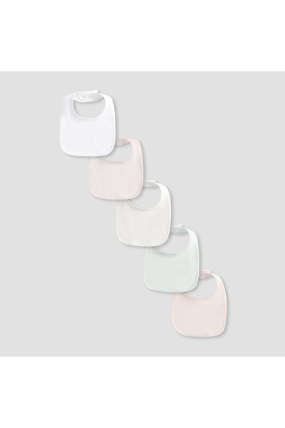 Juniors Baby Bib with Snap Button Closure - Cotton - Set of 5