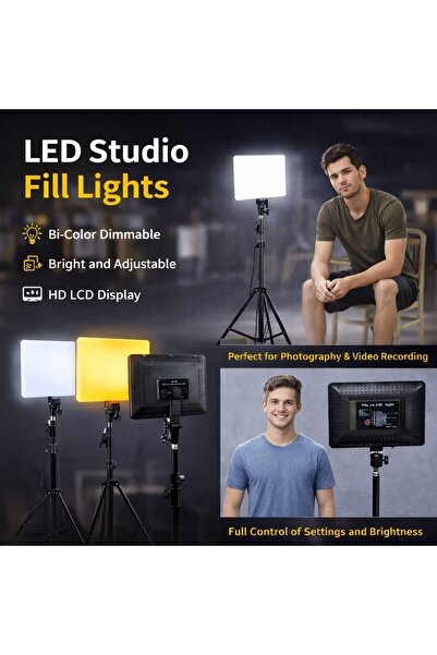 iqraafashion لوحة إضاءة LED للاستوديو مع حامل ثلاثي القوائم، طقم إضاءة ثنائي ...
