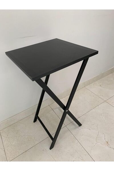 horoof home Modern Black Foldable Table – Durable Melamine & Iron Multipurpos...