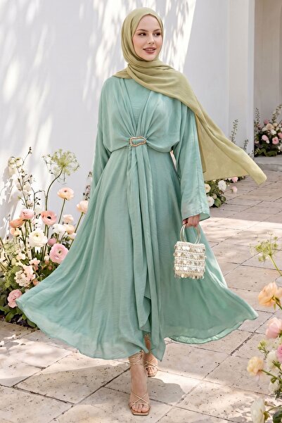 InStyle Mint Green Dress with Buckle Bolero