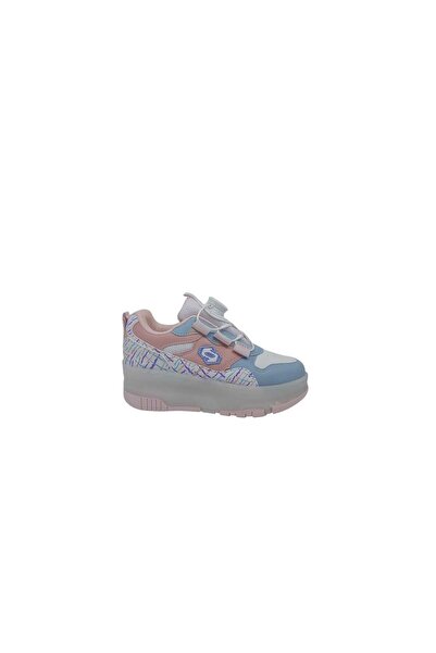 Zerhan Zehan 9625 Kız Çocuk Pudra Işıklı Patenli Tekerlekli Sneaker Spor