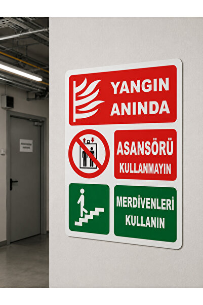 ünalgrup Do Not Use Fire Instant Lift Elevator Warning Sign 25X35 cm Work Saf...