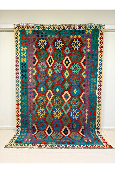 Afgan Halı El Dokuma Kilim 100% Yün Kök Boya Elsanat Eserı