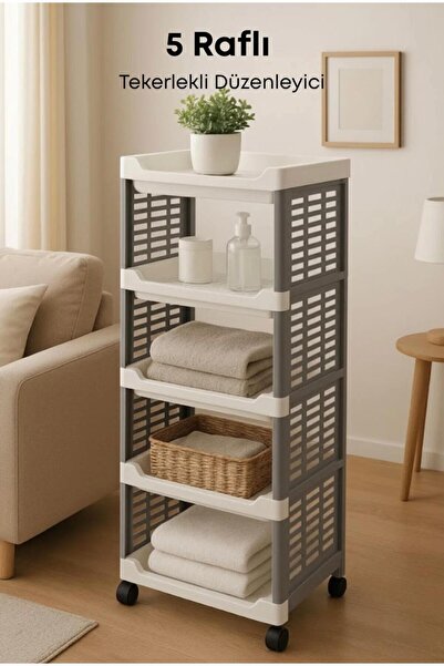 Maxel 5-Tier Original Plastic Modular Organizer with Wheels