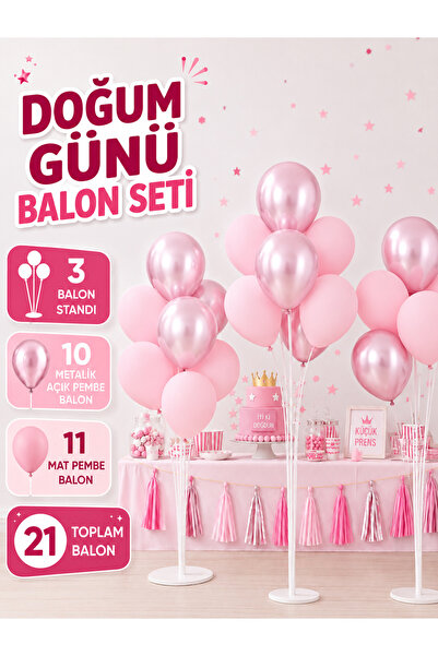 GenelTedarik 21 Balonlu Doğum Günü, Kutlama, Parti Balon Seti - 3 Adet Balon ...