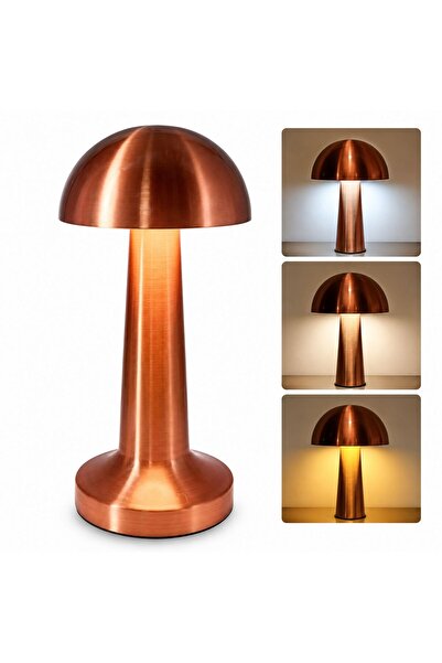 ROZIA Atina Şarjlı LED Masa Lambası Dokunmatik 3 Renk Modlu Bronz