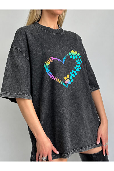 Pink Sky Μπλουζάκι Unisex Oversize με εφέ ξεβαμμένου υφάσματος, Vintage Stree...