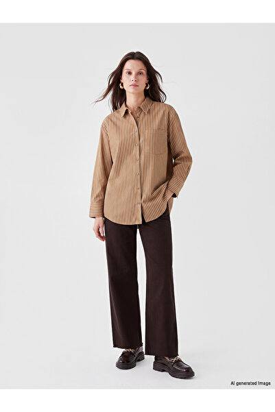LC Waikiki Striped Oversize Poplin Women's Shirt