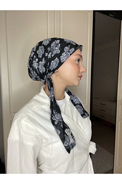 Anatolye Navy Blue Floral Cheesecloth Scarf Bonnet - Non-Slip, Anti-Sweat (No...
