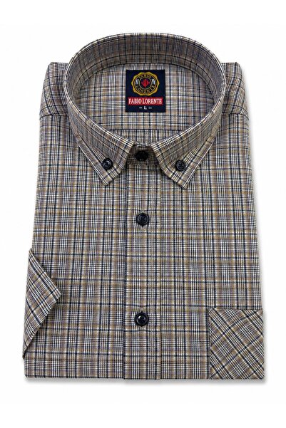 Kuraff Giyim Baba Kare Patterned Single Pocket Short Sleeve Shirt