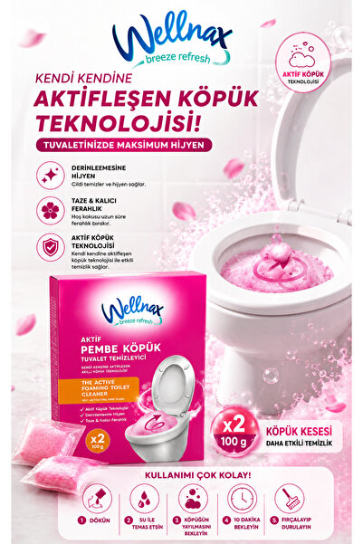 Wellnax breeze refresh 2’Li Avantaj Aktif Pembe Köpük 2x100Gr+Lavabo Koku Giderici 2x75 Gr