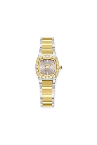 CASWATCH Diamond Women's Two-Tone Watch with Silver Champagne Dial and Crysta...