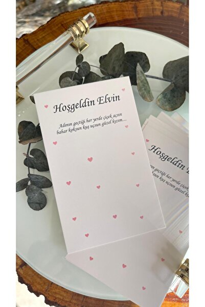 arl etiket tasarım dijital baskı merkezi Yenidoğan Pembe Kalpli Hediyelik Kar...