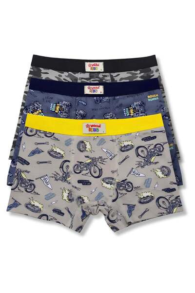 YILDIZ Boys' Lycra Towel Waist Boxer Patterned 3-Piece Pack