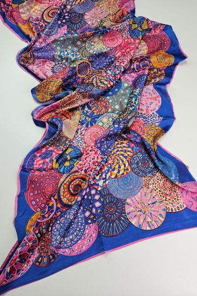 shalya scrafs Ethnic Mandala Pattern Colorful Voile Silk Shawl Accessory Shou...