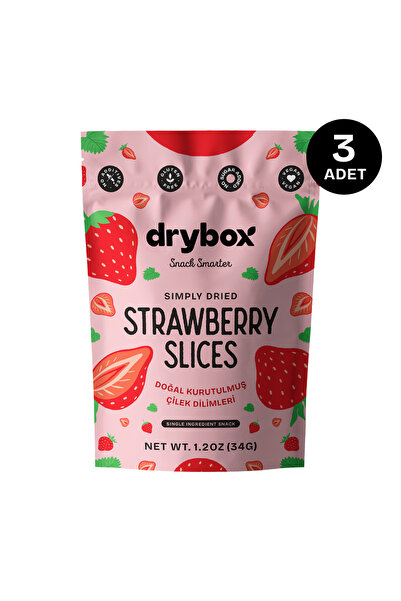 DRYBOX Natural Dried Strawberry Slices 34g 3-Pack – No Added Sugar, 100% Natu...