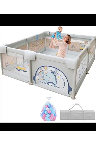happyworld2026 Tarc pentru Bebe 180×150 cm cu 60 Bile si Covoras Educational-Gri