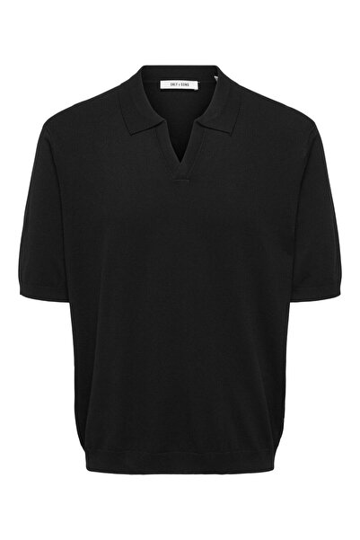 Only & Sons ONSWYLER LIFE RLX 12 SS SPLIT KNIT NOOS BLACK