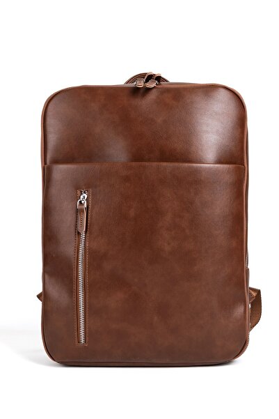 Sevinç Çanta Organizer Multi-Compartment 15.6 Faux Leather Laptop Backpack