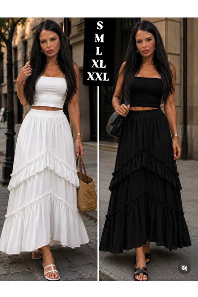 Mazelf Baby&Kids Wear Summer Lined Ruffled Long Skirt