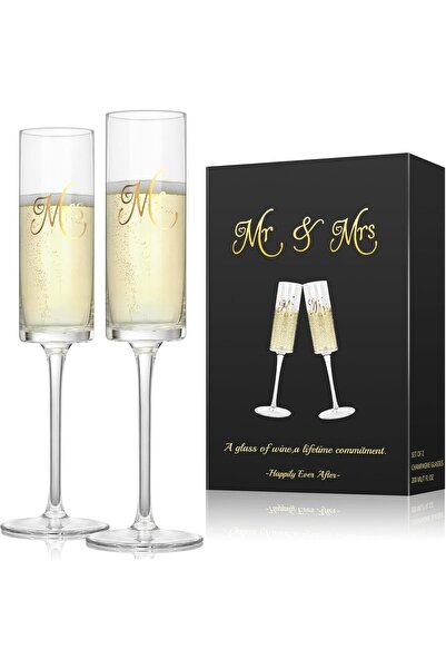 WANCHIY Champagne Flutes, Hand Blown Champagne Glasses Set of 2 for Wedding, ...
