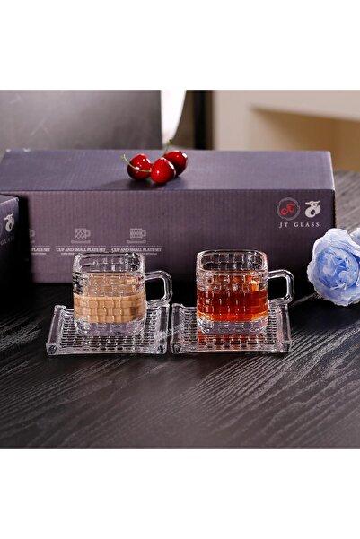Generic JT Glass Set of 12PCS: 6 Expresso Coffee Cups (5.3 OZ) & 6 Saucers, B...