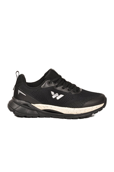 WALKWAY Black-White Textile Memory Foam Breathable Men's Sports Shoes B25Ra195 m
