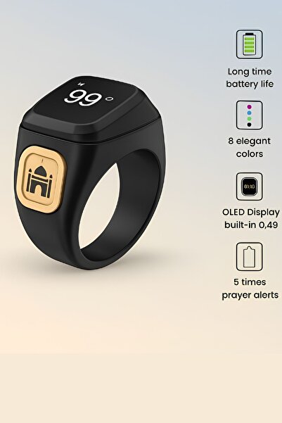 Ring Smart Tasbih Zikr 20mm – Digital Tasbeeh Counter with OLED Display, Pray...