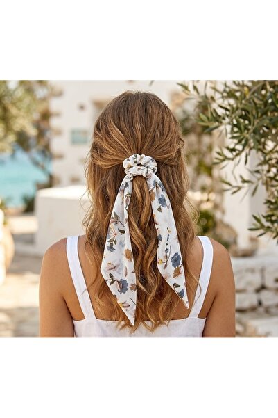 MITH SB TAKI White Floral Patterned Scarf Hair Clip |   Stylish and Elegant B...