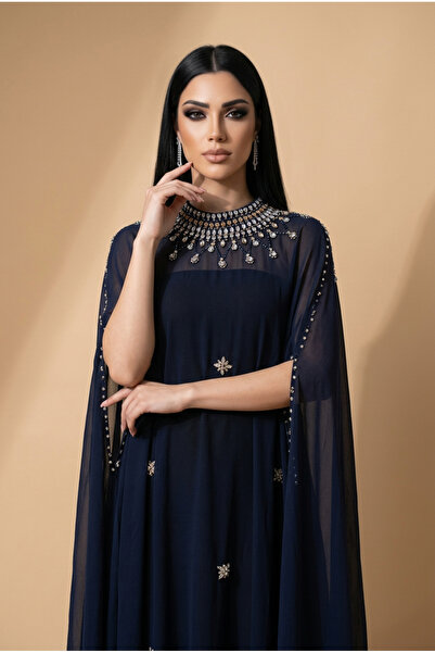 DAR ALSALAAM Kuwaiti Jalabiya Full Embellishment in Navy Blue