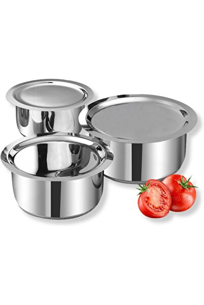 Vinod 3pc Tope Set 1 L, 1.4 L & 1.8 L with lid (Induction Friendly)