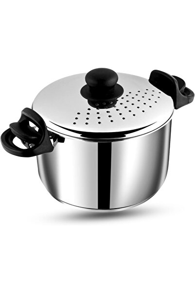Vinod Stainless Steel Pasta/Noodle/Rice Boiling Pot with Strainer Lid, Lockab...