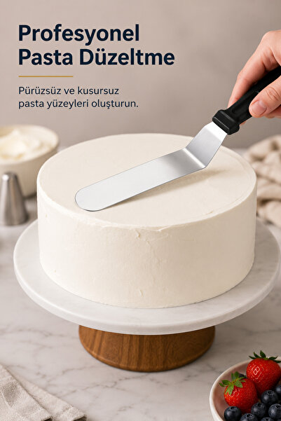 septembris FrostEdge L Tipi Paslanmaz Çelik Pasta Spatulası 27 cm Pasta Sıvam...