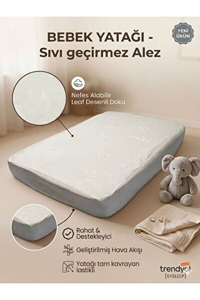 sysleep Sıvı Geçirmez Bebek Alezi - Lastikli fitted Bebek Yatağı Koruyucu Nef...