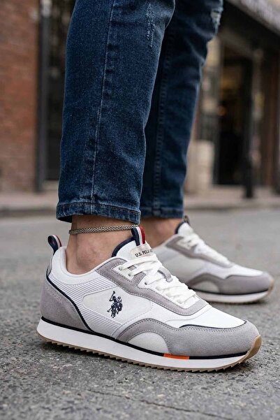 U.S. Polo Assn. Men's White - Gray Retro Casual Sports Shoes - Sneaker