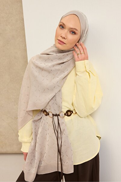 Silk Home شال قطني من نايا ماكسي مونوغرام ستون