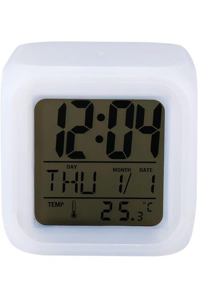 gagukstore 7 Renk Değiştiren Çocuk Odası Alarmlı Dijital Küp Çalar Saat