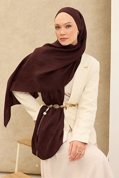Silk Home شال قطني من نايا بنمط خطوط باللون البني الحار