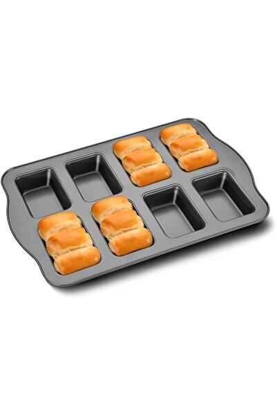 The Bros Mini Bread Baking Pan 8 Holes, Carbon Steel Baking Bread Pan, Rectan...