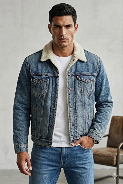Levi's سترة تروكر زرقاء للرجال 2.0 SHERPA TRUCKER